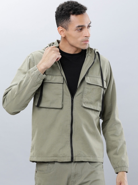 Ecko Unltd Men Olive Green Solid Tailored Jacket