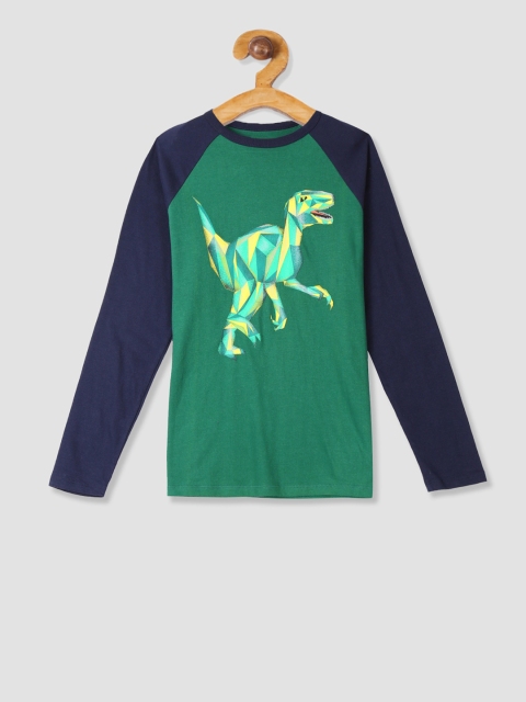 

GAP Boys Green Colourblocked Round Neck Cotton T-shirt