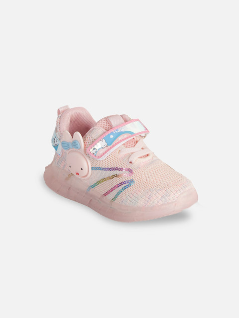 

PASSION PETALS Girls Pink Woven Design LED Sneakers