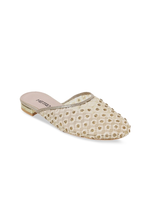 

Metro Women Gold-Toned Embellished Mules