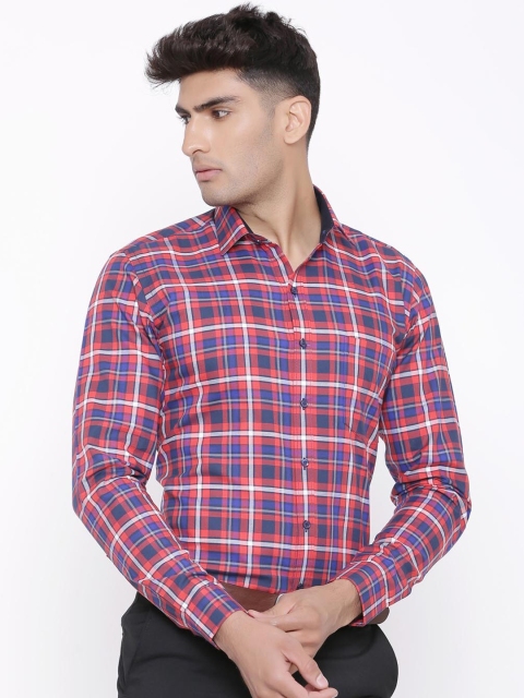 

Tistabene Men Blue & Pink Slim Fit Checked Casual Cotton Shirt