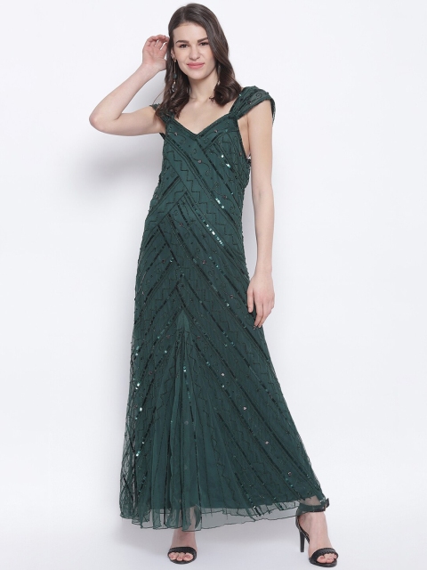 

TRENDY DIVVA Women Green Embellished Maxi Dress
