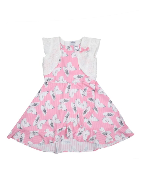 

Doodle Girls Pink Printed A-Line Dress