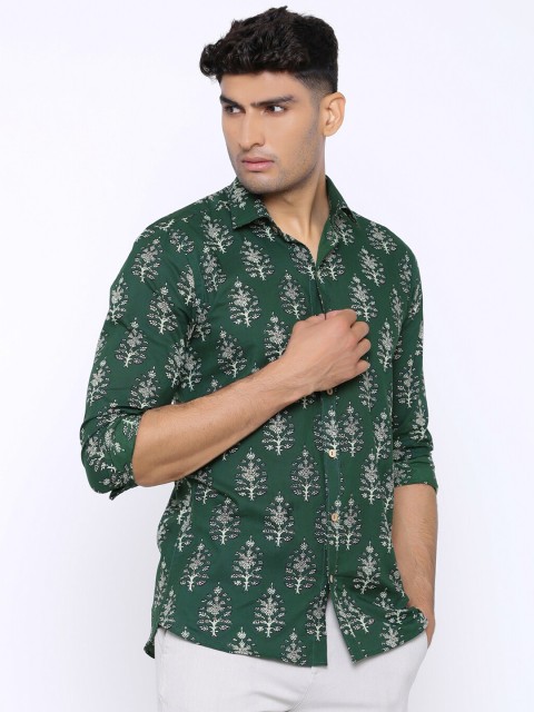 

Tistabene Men Green Comfort Slim Fit Printed Casual Shirt