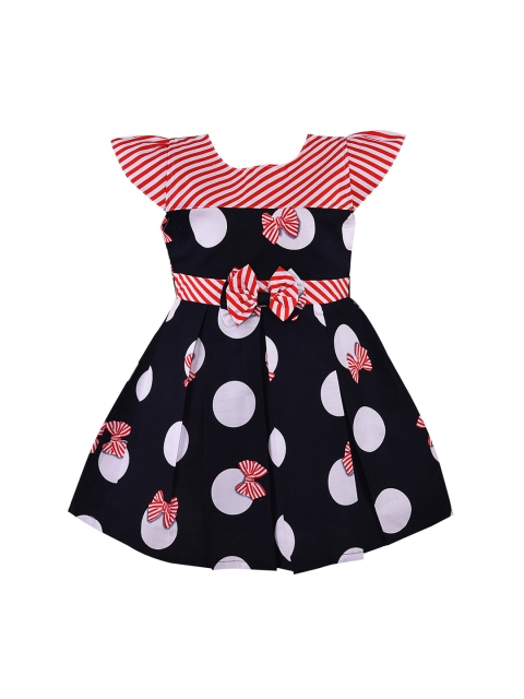 

Wish Karo Girls Black Polka Dot Printed Fit and Flare Dress