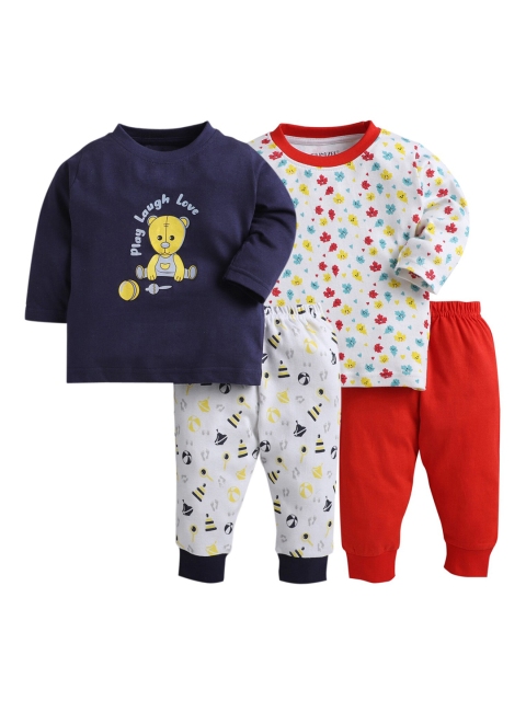 

BUMZEE Unisex Kids Pack Of 2 Red & White Printed Clothing Set