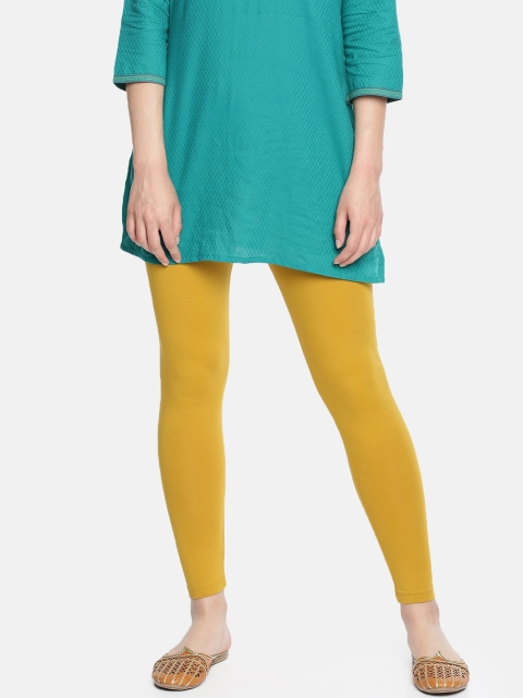 

Dollar Missy Women Gold Coloured Solid Ankle-Length Leggings