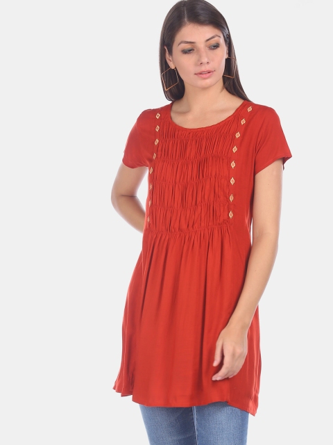 

Karigari Women Rust Solid A-Line Kurta