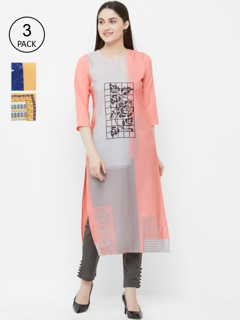 

7Threads Women Multicoloured Colourblocked Straight Kurta, Multi