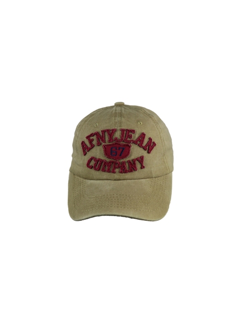 

iSWEVEN Unisex Beige & Maroon Embroidered Snapback Cap