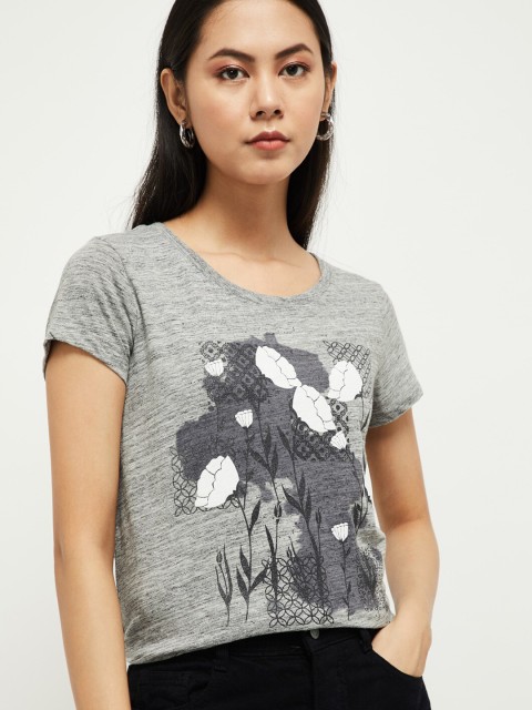 

max Women Grey Printed Top