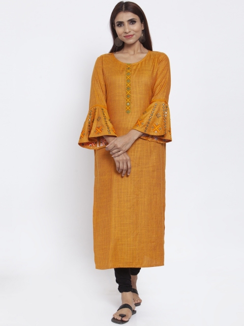 

Kiaasa Women Yellow Solid Straight Kurta