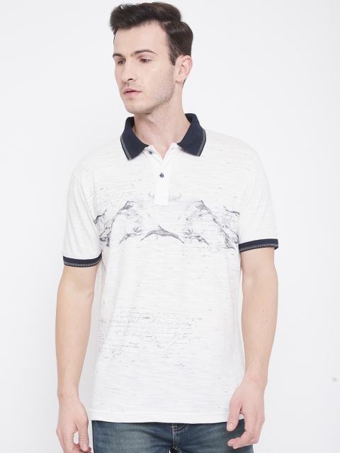 

Duke Men White Printed Polo Collar T-shirt