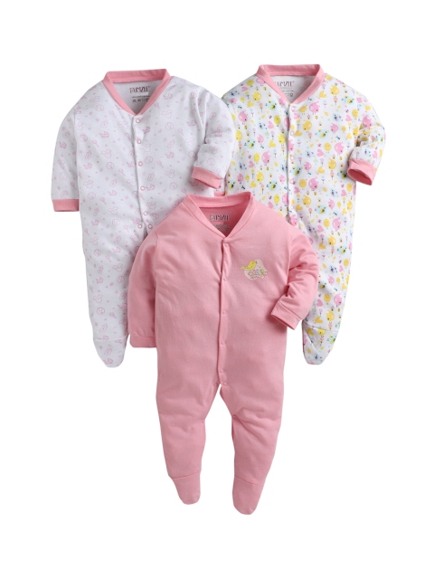 

BUMZEE Newborn Unisex Kids Pack Of 3 Sleepsuits, Pink