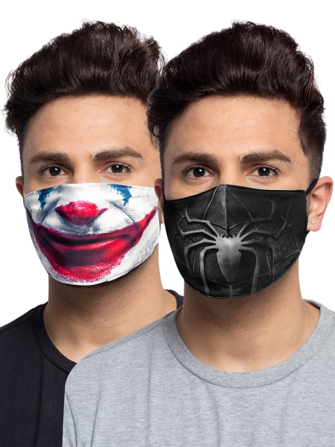 

TREEMODA Men Pack of 2 Printed 3-Ply Anti-Pollution Reusable Cloth Masks, White