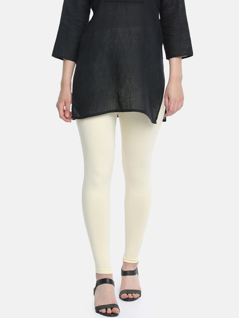 

Dollar Missy Women Cream-Coloured Solid Ankle-Length Leggings