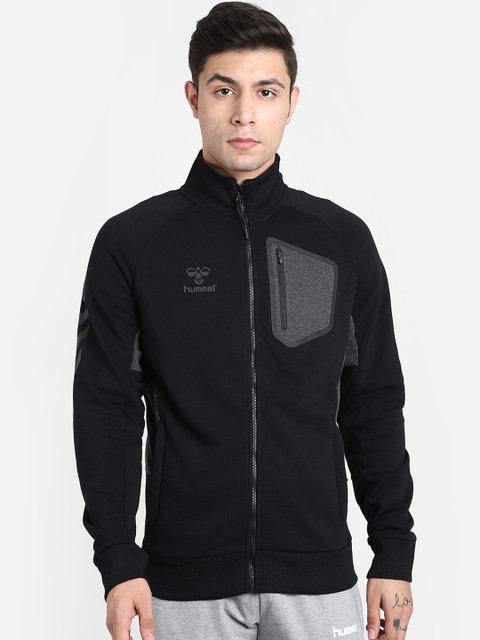 

hummel Men Black & Grey Colorblocked Sweatshirt