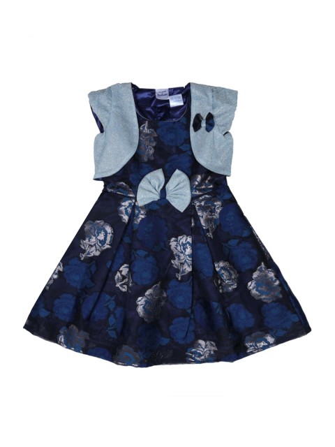 

Doodle Girls Navy Blue Printed Fit and Flare Dress