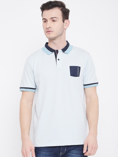 

Duke Men Blue Solid Polo Collar T-shirt