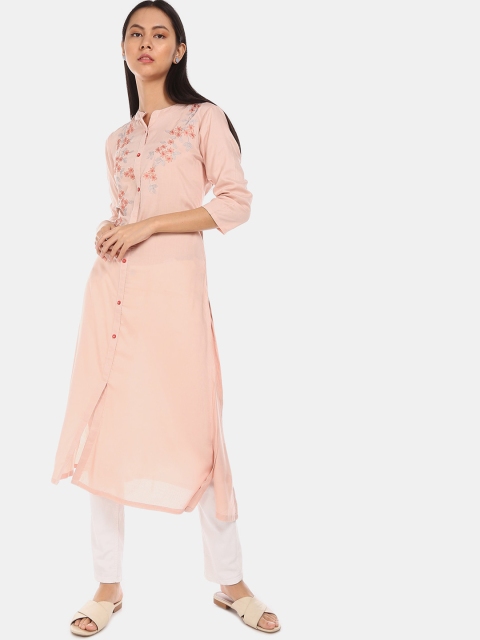 

Karigari Women Pink Embroidered A-Line Kurta