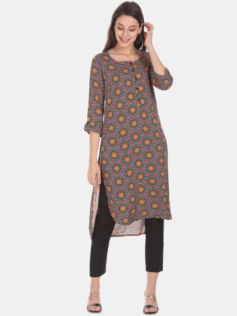 

Karigari Women Black Printed Straight Kurta