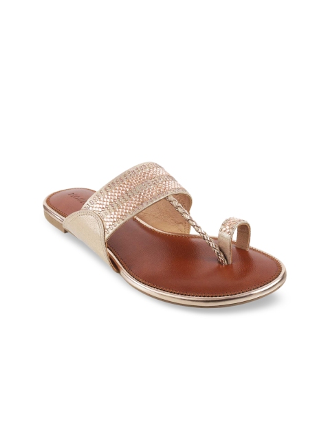 

Mochi Women Gold-Toned Solid One Toe Flats