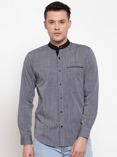 

Purple State Men Grey Slim Fit Solid Casual Shirt