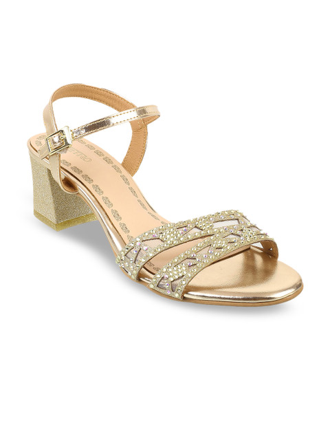 

Metro Women Gold-Toned Woven Design Sandals