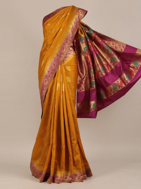 

Pothys Yellow Woven Design Jute Silk Saree