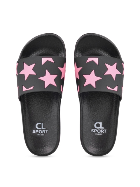 

Carlton London sports Women Black & Pink Printed Sliders