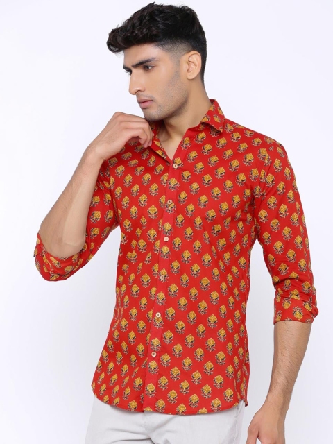 

Tistabene Men Orange & Yellow Slim Fit Printed Casual Shirt