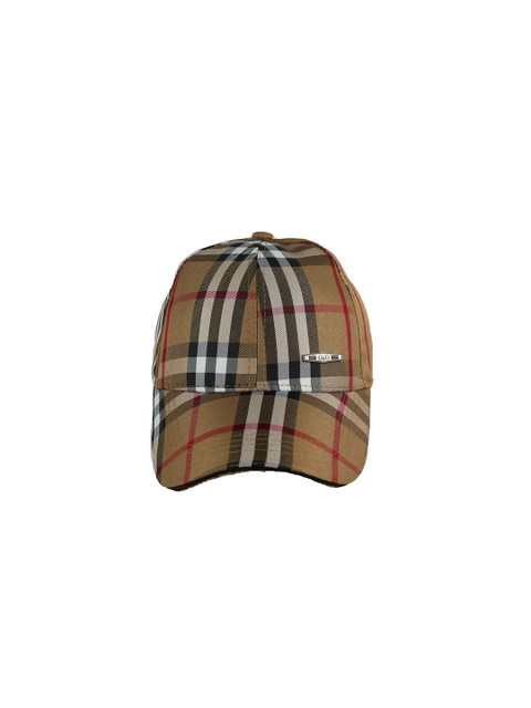 

iSWEVEN Unisex Brown & White Checked Adjustable Snapback Cap