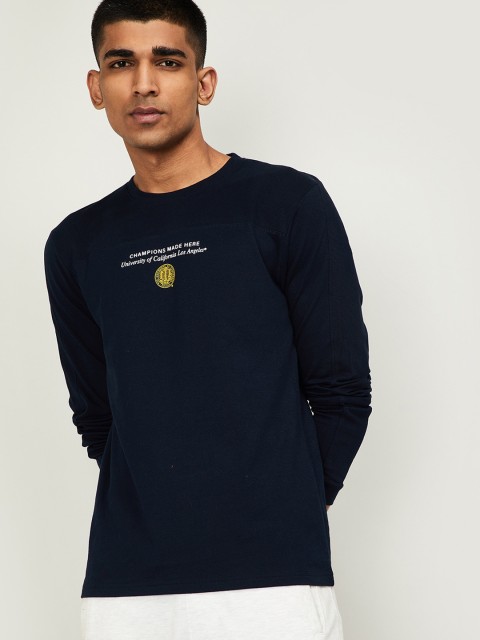 

UCLA Men Navy Blue Solid Round Neck T-shirt