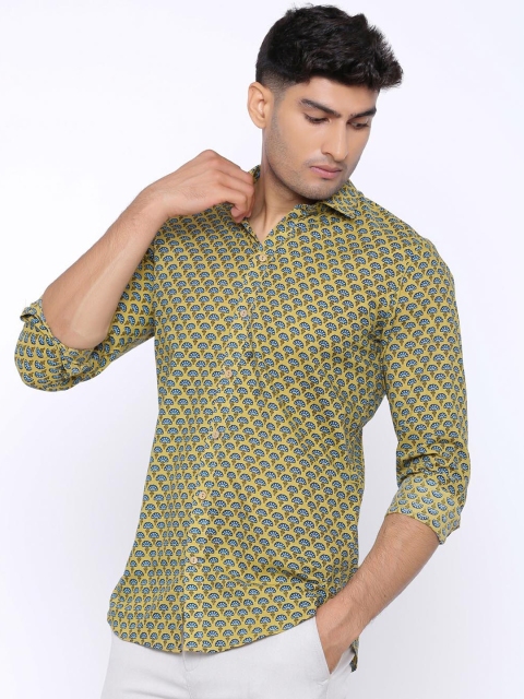 

Tistabene Men Olive Green Slim Fit Printed Casual Shirt