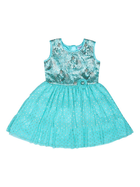 

Doodle Girls Green Printed Fit and Flare Dress
