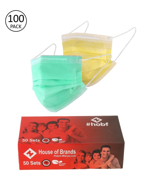 

LONDON FASHION hob Unisex Pack of 100 3-Ply Anti-Pollution Disposable Ultrasonic Surgical Masks, Yellow