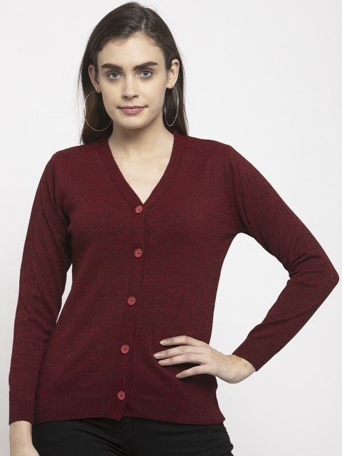 

Kalt Women Maroon Solid Cardigan Sweater