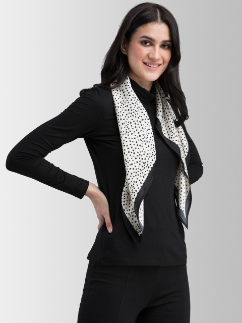 

FableStreet Women White & Black Polka Dot Printed Muffler