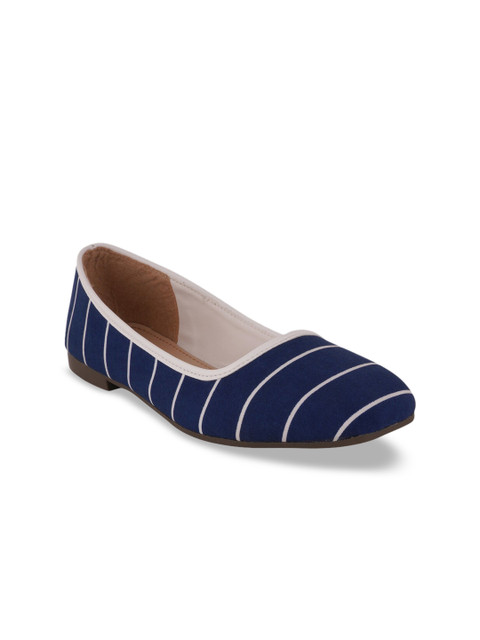 

SCENTRA Women Navy Blue Striped Canvas Ballerinas