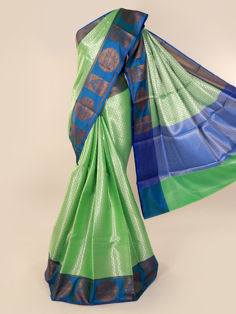 

Pothys Green & Blue Cotton Blend Woven Design Saree