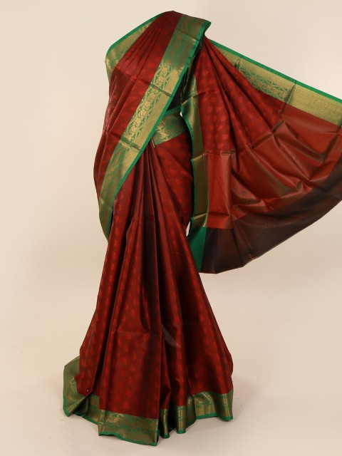 

Pothys Maroon & Green Cotton Blend Woven Design Saree