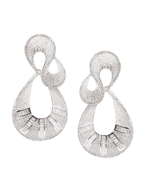 

shaze Silver-Toned Contemporary Drop Earrings