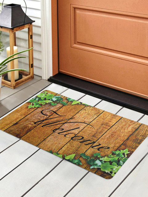 

HOSTA HOMES Brown & Green Printed Anti-Skid Doormat