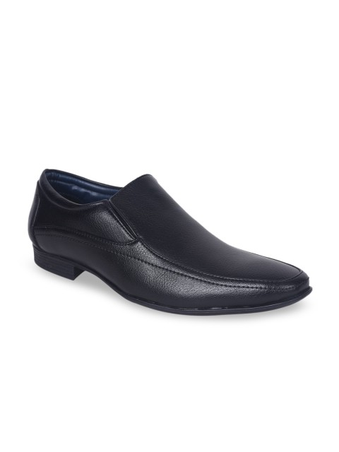

IMPERIO Men Black Solid Leather Formal Slip-On Shoes