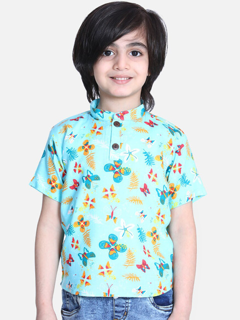 

Cutiekins Boys Sea Green Printed Round Neck T-shirt