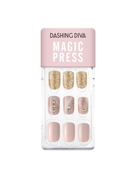 

Dashing Diva Women Pink Magicpress Beige Marble Artificial Nails