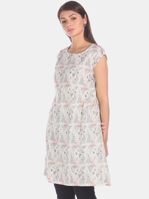 

Karigari Women Off-White Printed A-Line Kurta