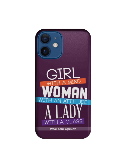 

macmerise Purple & White Girl Woman Lady IPhone 12 Mini Back Case
