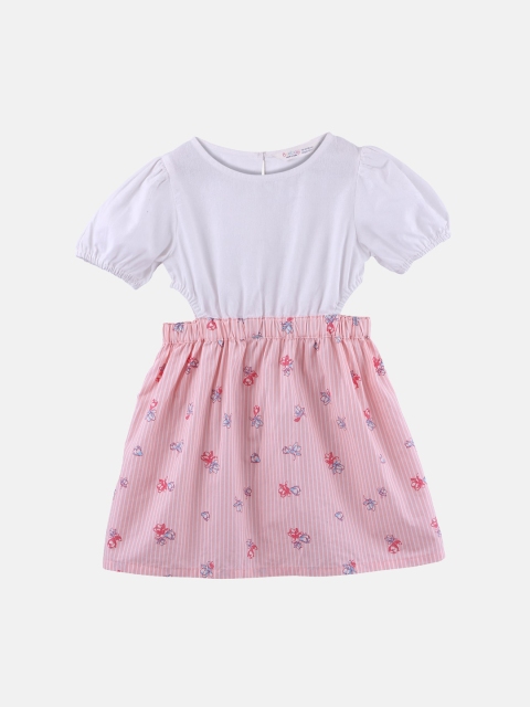 

Beebay Girls Peach-Coloured Striped Fit and Flare Dress
