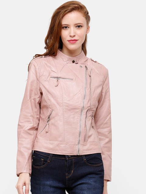 

STROP Women Pink Solid Insulator Biker Jacket